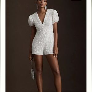 New! WATTERS Short-Sleeve Sequined Romper size 8 in White